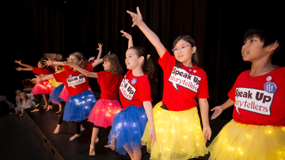 Confident kids performing on stage